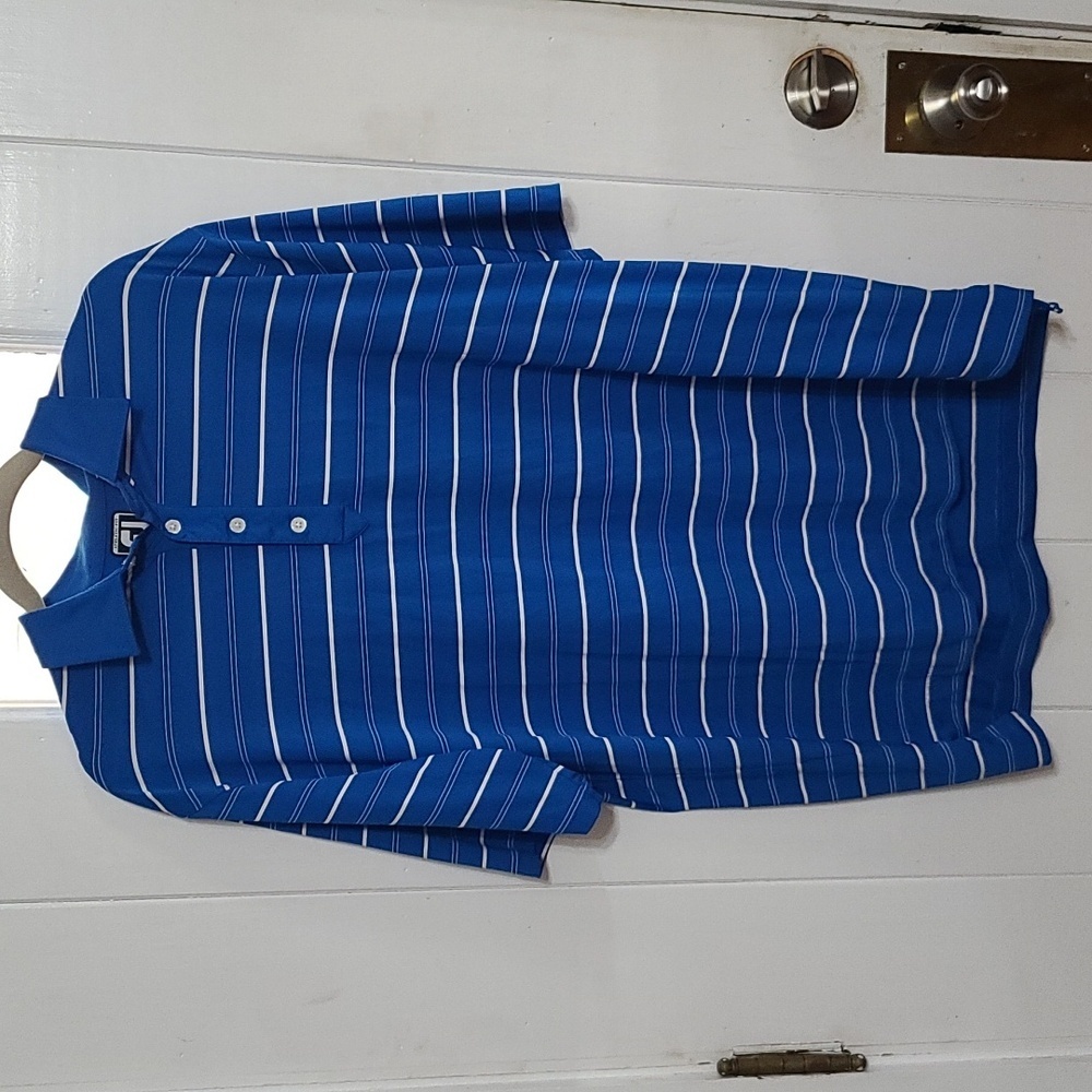FootJoy Athletic Fit Mens Polo Shirt Blue/White Striped Golf‎ ComfortbSz XL EUC